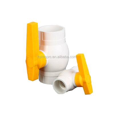Service de traitement du moulage Ventilateur à bille en PVC de 1/2 pouce standard ASTM/DIN à poignée jaune