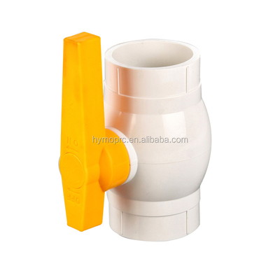 Service de traitement du moulage Ventilateur à bille en PVC de 1/2 pouce standard ASTM/DIN à poignée jaune