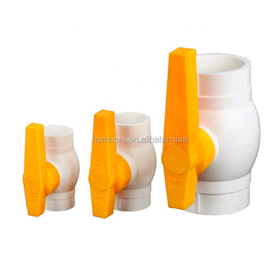 Service de traitement du moulage Ventilateur à bille en PVC de 1/2 pouce standard ASTM/DIN à poignée jaune