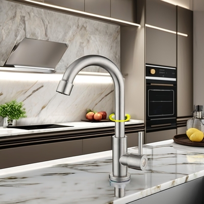 Deck de robinet de cuisine de style CLASSIC monté avec rotation à 360 degrés et acier inoxydable