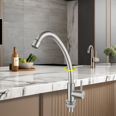 Deck de robinet de cuisine de style CLASSIC monté avec rotation à 360 degrés et acier inoxydable