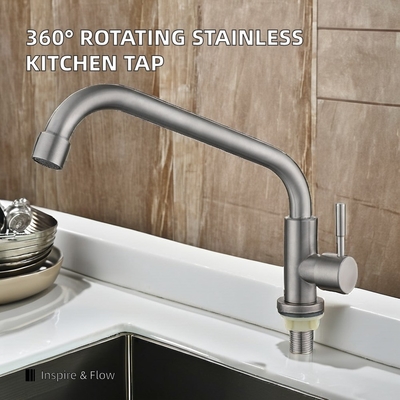 Deck de robinet de cuisine de style CLASSIC monté avec rotation à 360 degrés et acier inoxydable