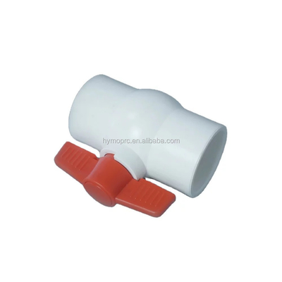 ASTM DIN Standard Valve à bille en PVC blanc de toutes tailles avec une taille de 1,5 pouce et une poignée rouge