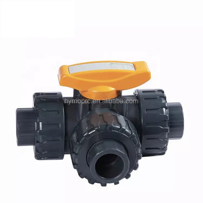 1 pouce 3 voies PVC véritable Union soupape à bille avec poignée ABS de fabrication
