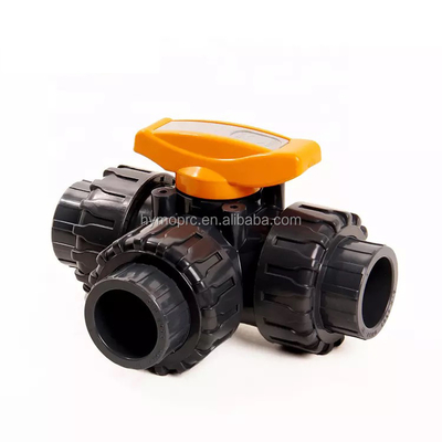 1 pouce 3 voies PVC véritable Union soupape à bille avec poignée ABS de fabrication