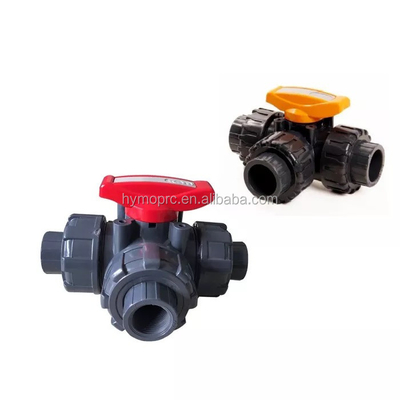 DN50 Valve à bille à trois voies en PVC fabriquée par les principaux fournisseurs de la catégorie des valves à billes