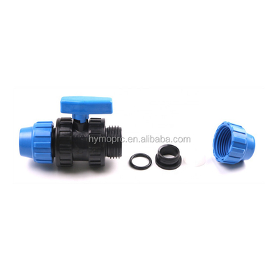 PP 1/2&quot;-4&quot; Système d'irrigation de couleur bleue Agriculture Fabrication vanne à billes de compression