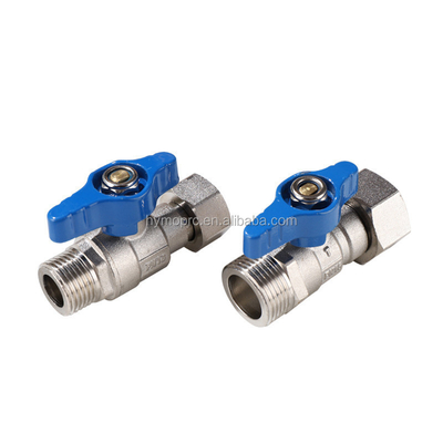 Ventilateur à bille miniature en acier inoxydable ASTM/DIN standard PEX nickelé pour tuyaux à gaz en cuivre