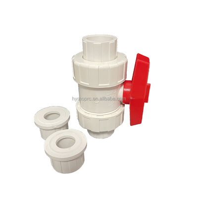 1/2 &quot;-8&quot; PVC Ventilateur à bille True Union Long Handle Couleur blanche pour la connexion de prise/fil