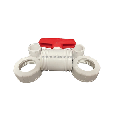 1/2 &quot;-8&quot; PVC Ventilateur à bille True Union Long Handle Couleur blanche pour la connexion de prise/fil