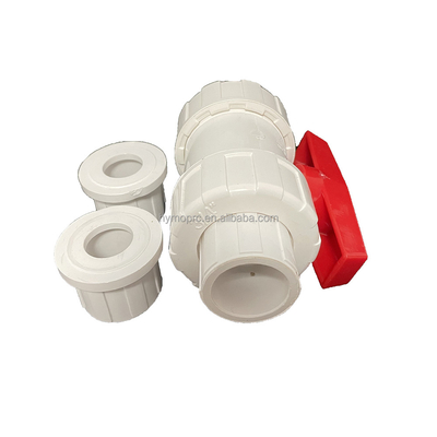 1/2 &quot;-8&quot; PVC Ventilateur à bille True Union Long Handle Couleur blanche pour la connexion de prise/fil