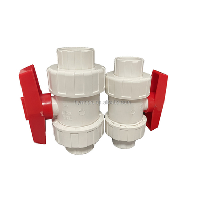 Valve à bille en PVC blanc d'épaisseur standard 1/2 pour une application générale et une sélection OEM