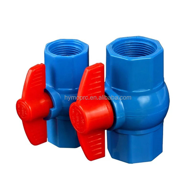 Matériaux de plomberie Valve à bille bleue 1/2 PP avec poignée ABS et norme ASTM/DIN/ASNZ/JIS
