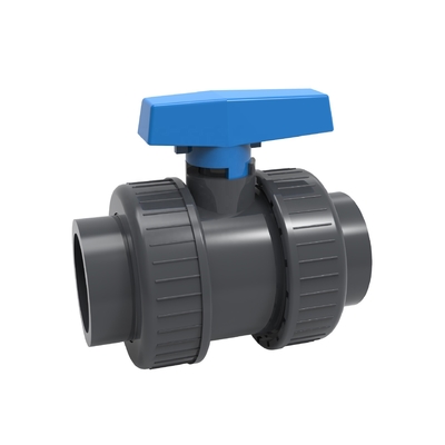 Valve à bille en PP PVC à double union pour tuyau de 1 pouce à pression de 1,0 MPA et O-ring EPDM