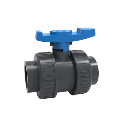 Valve à bille en PP PVC à double union pour tuyau de 1 pouce à pression de 1,0 MPA et O-ring EPDM