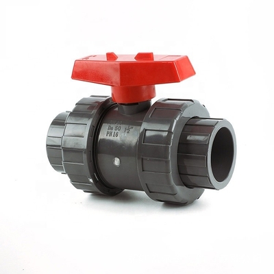 Valve à bille en PP PVC à double union pour tuyau de 1 pouce à pression de 1,0 MPA et O-ring EPDM
