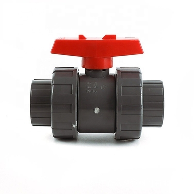 Valve à bille en PP PVC à double union pour tuyau de 1 pouce à pression de 1,0 MPA et O-ring EPDM