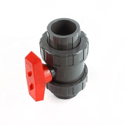 Valve à bille en PP PVC à double union pour tuyau de 1 pouce à pression de 1,0 MPA et O-ring EPDM